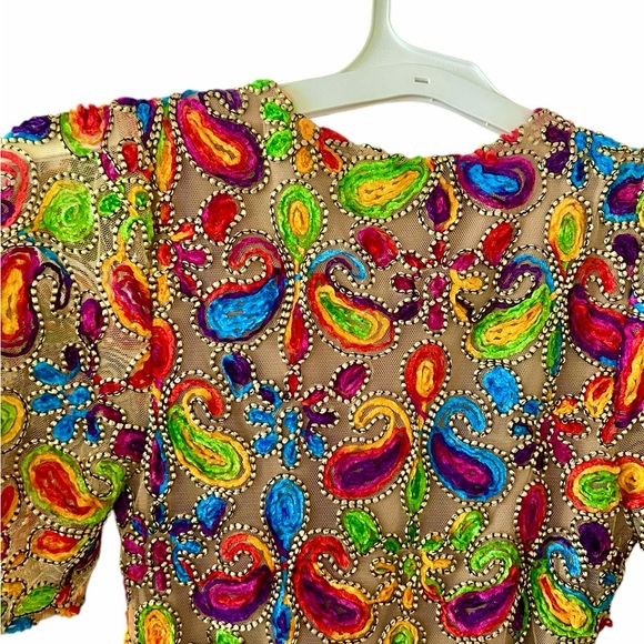 Groovy Tularosa Maxi Dress Revolve Huntley Maximalist Embroidered Rainbow Nude - Picture 12 of 12